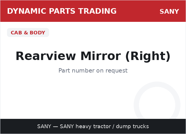 Rearview Mirror (Right) — SANY